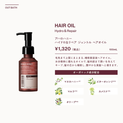 AHALO HONEY アハロハニー ハイドロ&リペア ジェントル ヘアオイル 